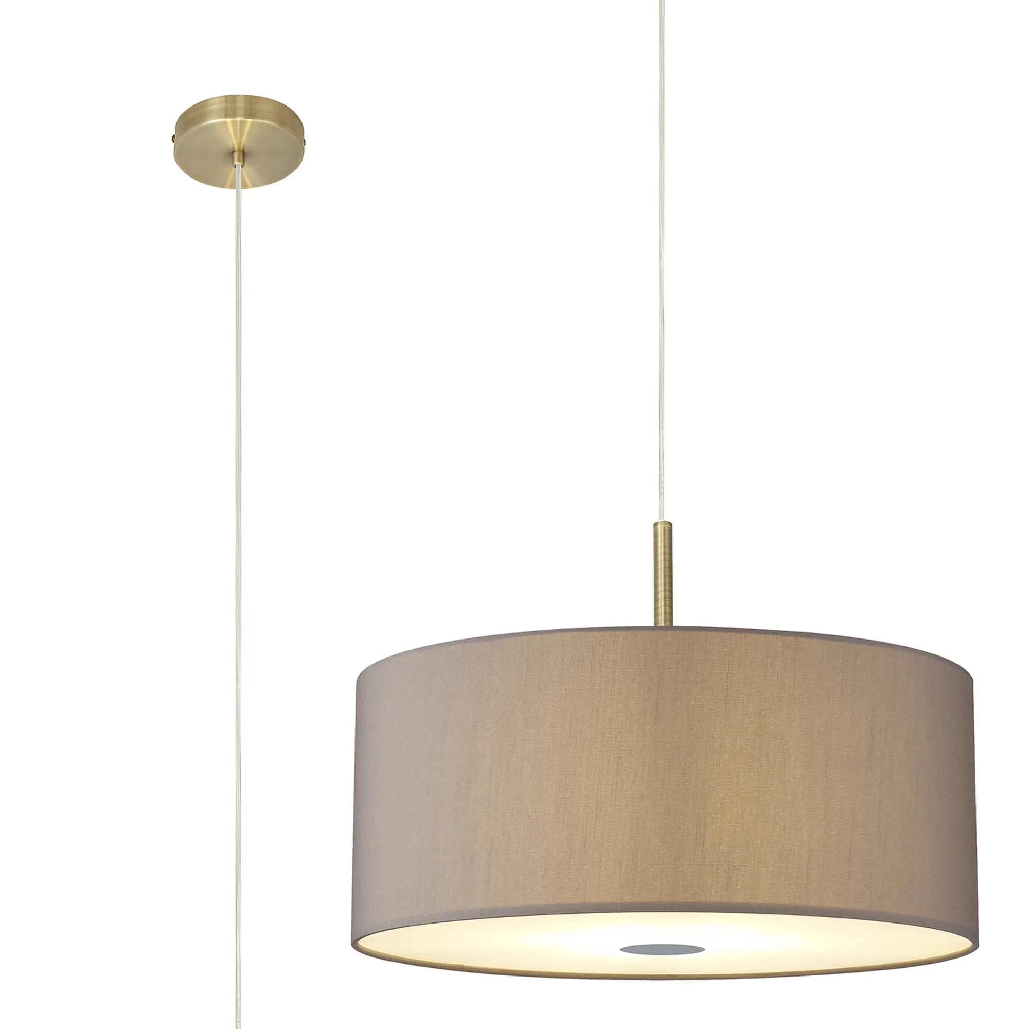 DK0524  Baymont 60cm 5 Light Pendant Antique Brass, Grey/White, Frosted Diffuser